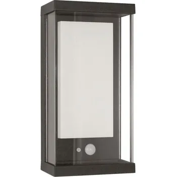Venkovní osvětlení NOVA LUCE venkovní nástěnné svítidlo BAY antracitový hliník čiré sklo a akrylový difuzor LED 1.5W 3000K 3.7V 87st. IP65 solární / vypínač na těle / pohybové čidlo 9120711