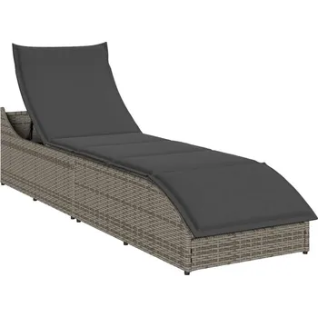 Zahradní lehátko Skládací sluneční lehátko s polštářem a úložným prostorem Šedá4104222