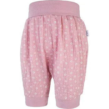 LITTLE ANGEL šortky tenké harémky starorůžová kytičky vel. 80 cm