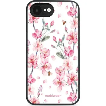 Pouzdro na mobilní telefon Lesklý kryt Mobiwear Glossy - Apple iPhone 16e - G033G - Růžové květy (Prémiové lesklé pouzdro, obal, kryt Mobiwear Glossy na mobil Apple iPhone 16e - G033G - Růžové květy, materiál Plast + TPU silikon - krytí po všech stranách, neošoupatelný potisk, tenk