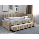 Čalouněná postel COMFINO VELVET s přistýlkou 120x200 cm krémová KRONOS 35