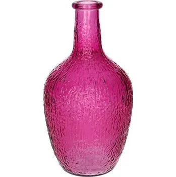 Váza Skleněná váza láhev MILANO 25cm růžová