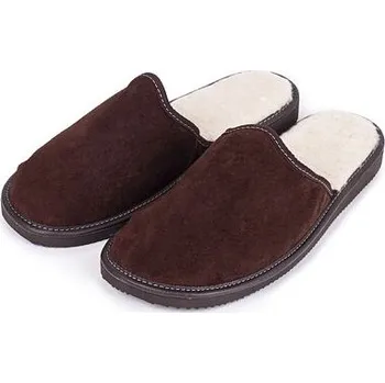 Pánské pantofle Vlnka Pánské kožené pantofle s ovčí vlnou velikost obuv dospělí 50