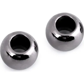 Korálek Plastové korálky Metalic s velkým průvlekem 11x15 mm Varianta: 3 antracit, Balení: 10 ks