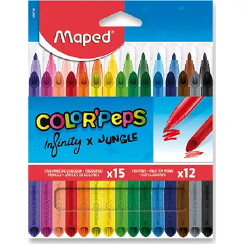MAPED Pastelky Color'Peps Infinity 15ks +Fixy Color'Peps Jungle 12ks