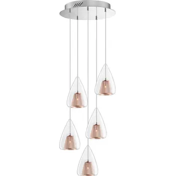 NOVA LUCE závěsné svítidlo HUGO chromovaný hliník čiré sklo a růžový zlatý rám G9 5x5W IP20 bez žárovky 1600200507