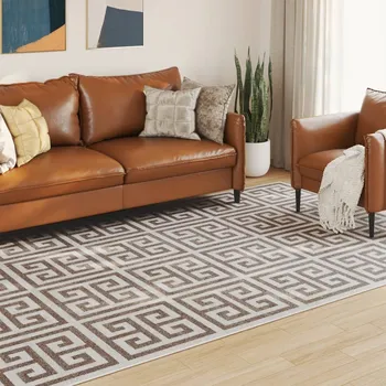 Koberec Vnitřní/venkovní koberec s krátkým vlasem vícebarevný 190x300cm Hnědá4007224