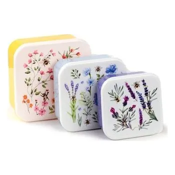 Dóza na potraviny Box-3ks, MEADOWS-Včela, čtver., 13,5x6;11,5x5,5;10x4,5; plast