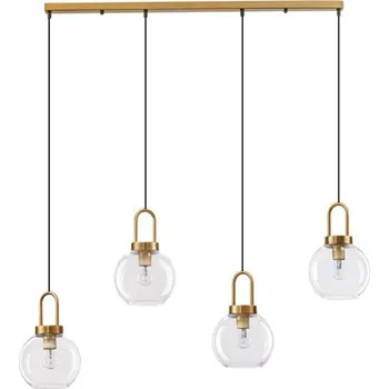 NOVA LUCE závěsné svítidlo IRVINE čiré sklo černý kabel mosazný zlatý kov E27 4x12W 230V IP20 bez žárovky 9241180