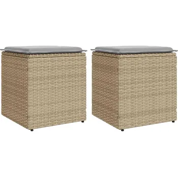 Zahradní lehátko Zahradní stoličky s poduškami béžové 40x40x43 cm polyratan Béžová4104042