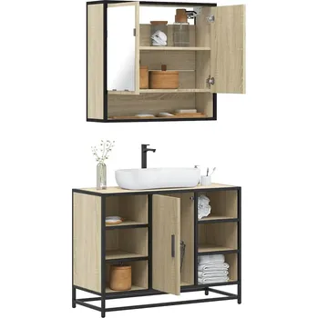 Koupelnový nábytek 2dílný set koupelnového nábytku dub sonoma kompozitní dřevo Hnědá3300941