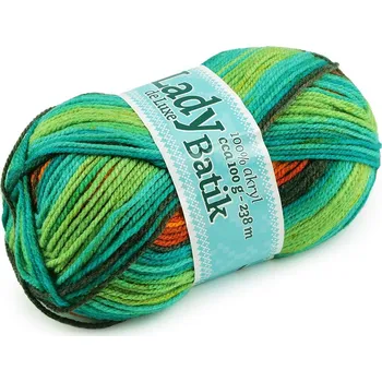 Příze Pletací příze Lady Batik de Luxe 100 g - 7 (608) oranžová zelená