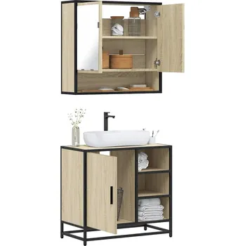 Koupelnový nábytek 2dílný set koupelnového nábytku dub sonoma kompozitní dřevo Hnědá3300936