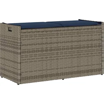 Zahradní lavice Venkovní lavice s polštářem šedá 100 cm Poly ratan Šedá4104067