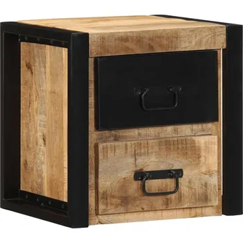 Noční stolek Noční skříňka 40x35x40 cm Masivní surové dřevo Mango Hnědá4015953
