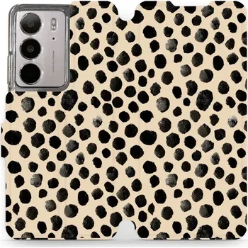 Pouzdro na mobilní telefon Flipové pouzdro Mobiwear - Realme C75 - VA50S Černé puntíky (Knížkové flip pouzdro, obal, kryt na mobil Realme C75 - VA50S Černé puntíky, materiál Umělá kůže + TPU - ochrana 360°, stojánek, silikonová vanička, magnetické zavírání)