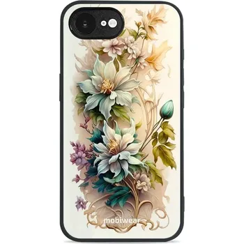 Pouzdro na mobilní telefon Lesklý kryt Mobiwear Glossy - Apple iPhone 16e - G014G Krémové květy (Prémiové lesklé pouzdro, obal, kryt Mobiwear Glossy na mobil Apple iPhone 16e - G014G Krémové květy, materiál Plast + TPU silikon - krytí po všech stranách, neošoupatelný potisk, tenké)