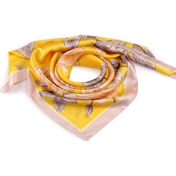 Šátek Saténový šátek růže 70x70 cm - 3 hořčicová pudrová