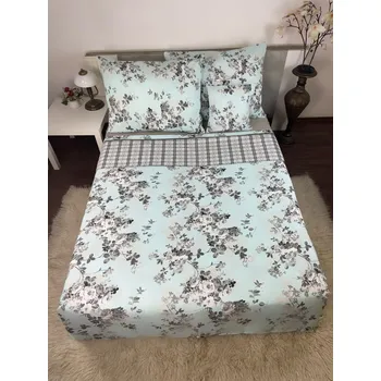 Povlečení Francouzské bavlněné povlečení - Rozkvetlá modř