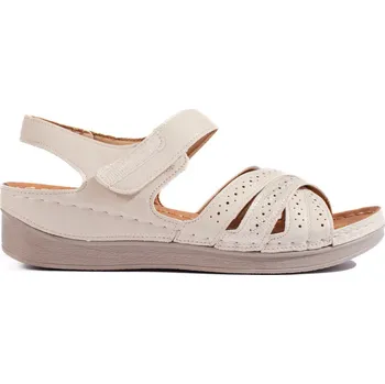 Dámské sandále Dámské béžové sandály na suchý zip H3018BE Velikost: 37