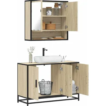 Koupelnový nábytek 2dílný set koupelnového nábytku dub sonoma kompozitní dřevo Hnědá3300921