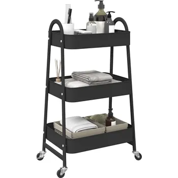 Úložný box Úložný vozík 3-patrový černý 42x41,5x77 cm ocel Černá4012381