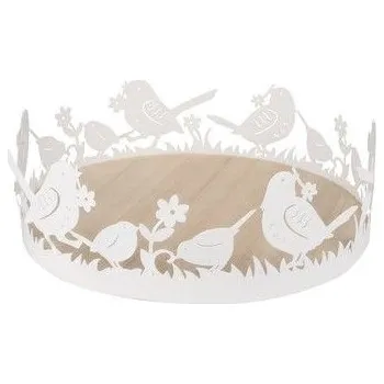 Stolování Podnos d20,5x6,5cm, kov/dřevo