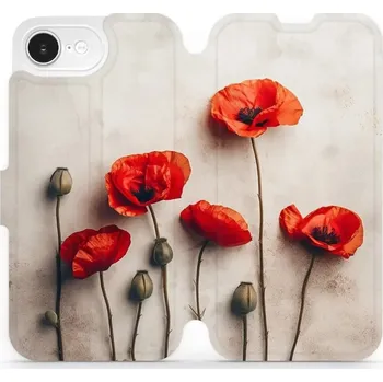 Pouzdro na mobilní telefon Flipové pouzdro Mobiwear - Apple iPhone 16e - VP42S Vlčí máky (Knížkové flip pouzdro, obal, kryt na mobil Apple iPhone 16e - VP42S Vlčí máky, materiál Umělá kůže + TPU - ochrana 360°, stojánek, silikonová vanička, magnetické zavírání)