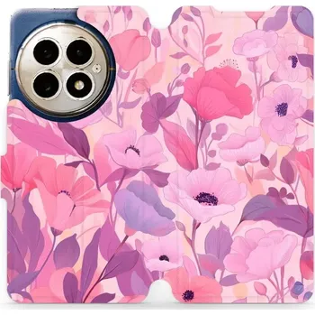 Pouzdro na mobilní telefon Flipové pouzdro Mobiwear - OnePlus 13 - VP74S Růžové květy snů (Knížkové flip pouzdro, obal, kryt na mobil OnePlus 13 - VP74S Růžové květy snů, materiál Umělá kůže + TPU - ochrana 360°, stojánek, silikonová vanička, magnetické zavírání)