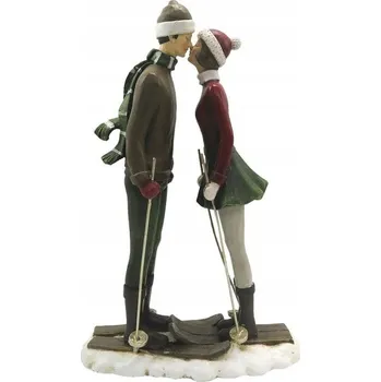 Vánoce Vánoční dekorace - barevná soška páru na lyžích, Clayre & Eef