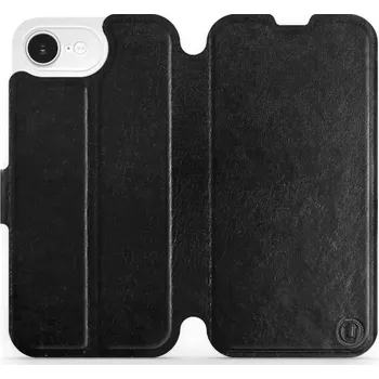 Pouzdro na mobilní telefon Flipové pouzdro Mobiwear - Apple iPhone 16e - Černé a šedé (Knížkové flip pouzdro, obal, kryt na mobil Apple iPhone 16e - Černé a šedé, materiál Umělá kůže + TPU - ochrana 360°, stojánek, silikonová vanička, magnetické zavírání)