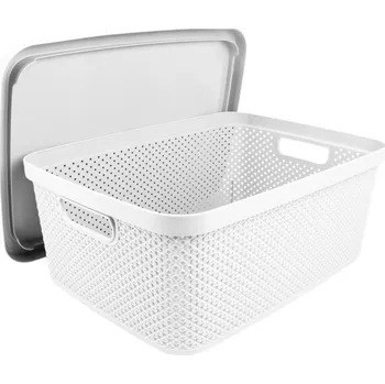 Úložný box Úložný box s víkem Diamond 13 l, černý/bílý