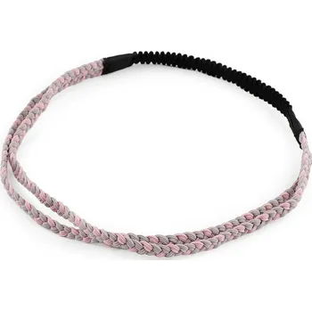 Módní doplněk Pružná čelenka do vlasů dvouřadá - 2 šedá světlá pudrová