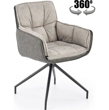 Jídelní židle Jídelní otočné křeslo ANDREA — kov, látka, ekokůže, šedá