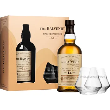 Whisky Balvenie 14 letá Caribbean Cask + 2 sklenice 43% 0,7l
