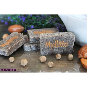 Mýdlo Mýdlová pemza "Aspero" 20 g (Drsné a silně abrazivní mýdlo s ořechovými slupkami zjemní a perfektně vyčistí hrubou pokožku,vyrobené v rodinné mydlárně Mydlitto ® pro krásnou a dokonalou péči)