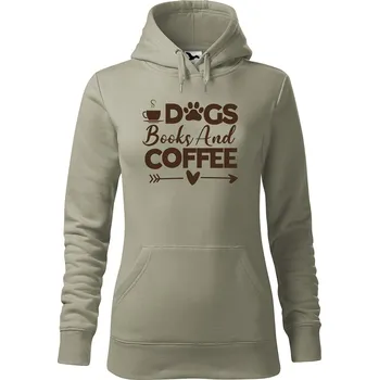 Pánská mikina Dámská mikina Psi knihy a káva Velikost (žena): M, Vyberte barvu: Světlá khaki