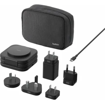 Belkin BOOST CHARGE™ PRO Qi2 3v1 Bezdrátová skládací cestovní podložka pro iPhone/Apple Watch/AirPods, černá + adaptéry