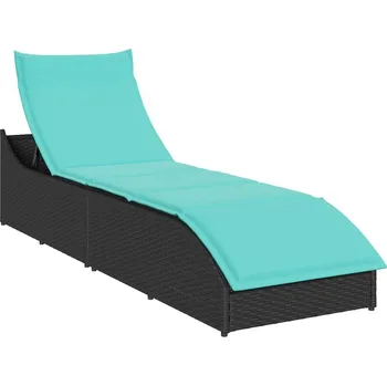 Zahradní lehátko Skládací sluneční lehátko s polštářem a úložným prostorem Černý4104228