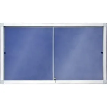 Horizontální vitrína s posuvnými dveřmi, modrý filc, 141 x 101 cm