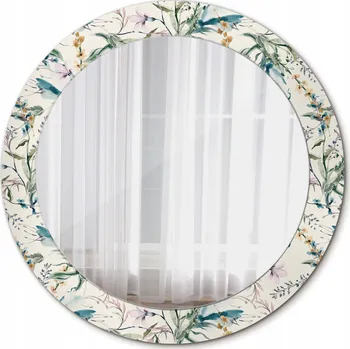 Zrcadlo Kulaté Zrcadlo na Zeď Akvarelové Květiny 70 cm