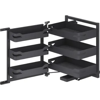 Odpadkový koš Výsuvný trojkoš WIRELI Style s koši na dvířka L/P, 560x510x650 mm, antracit