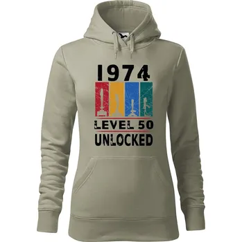 Pánská mikina Dámská mikina Level 50 unlocked Velikost (žena): M, Vyberte barvu: Světlá khaki