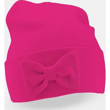 Čepice Dívčí čepice s mašlí Noviti CP063 Prążek Kokarda Velikost: 44-46 cm, Barva: fuchsiová