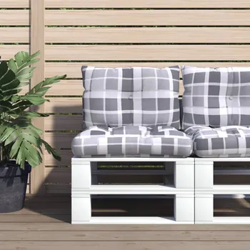 Podsedák Podušky na palety 2 ks šedé kárované textil Vícebarevný360848