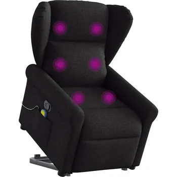 Křeslo Zvedací masážní polohovací křeslo černé textil Černý3303386