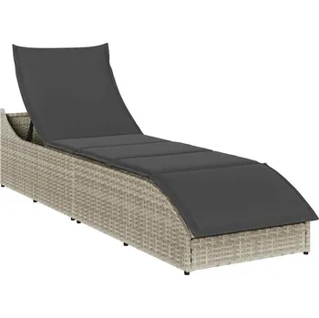 Zahradní lehátko Skládací sluneční lehátko s polštářem a úložným prostorem Šedá4104225