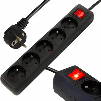 Napájecí kabel Prodlužovací Kabel lišta Blow 3 m, 5 ks, černá