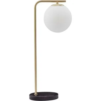 Lampička NOVA LUCE stolní lampa ALVAREZ saténový zlatý kov a černý mramor bílé opálové sklo E14 1x5W 230V bez žárovky IP20 9185361