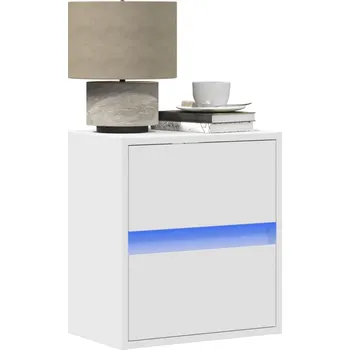 Noční stolek Nástěnné noční stolky s LED osvětlením 2 ks bílé Bílá3307962